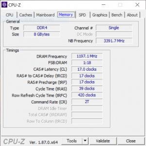 メモリ増設前 CPU-Z